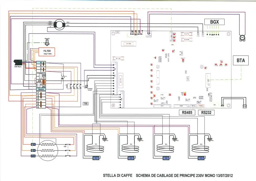 نقشه سیم کشی برد فرمان قهوه ساز صنعتی استلا